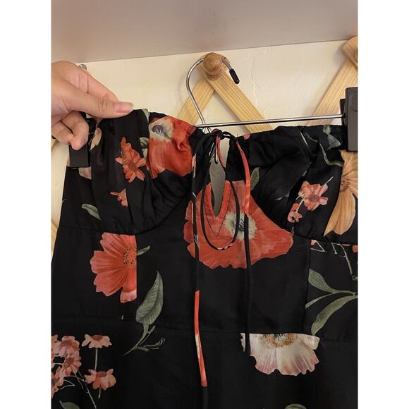 Urban Outfitters Strapless Dress Women's Small Black Floral Chiffon Lined - Picture 4 of 9